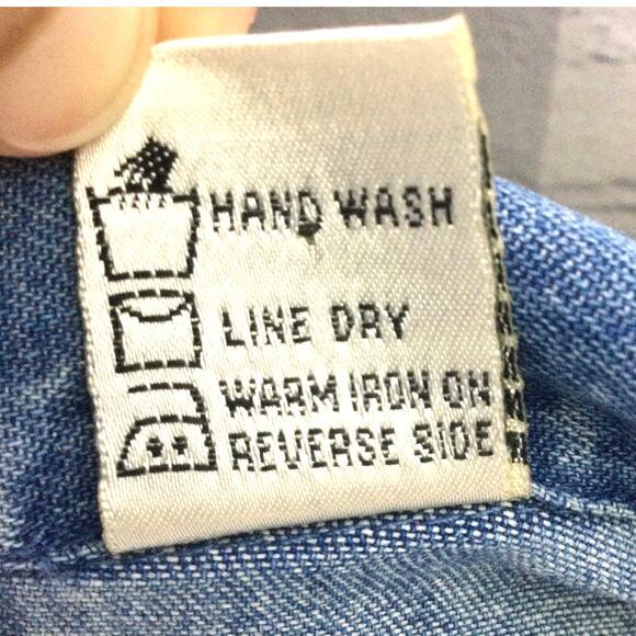 Lemon Grass VTG Chambray Farmcore Patch Short Sleeve Blue Collared Shirt Large - Picture 11 of 14